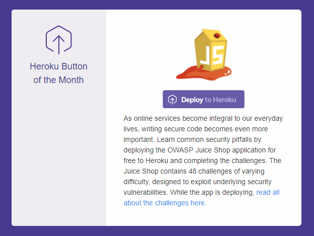 "Heroku Button of the Month" November 2017