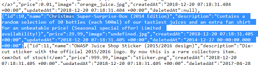JSON search result with the Christmas special