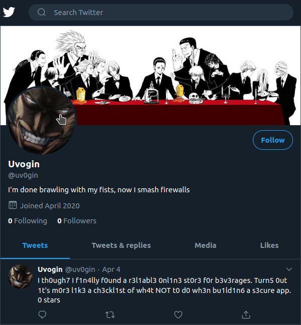 Uvogin's Twitter